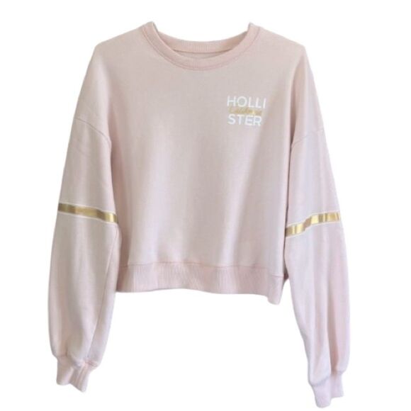 Y2K Rare Hollister Petal Pink Graphic California Long Sleeve Crop Sweatshirt - M - Picture 4 of 11